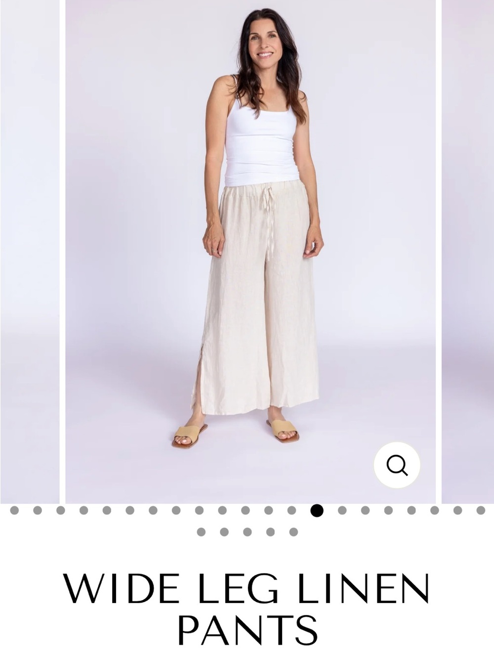 NATI Wide-Leg Linen-Blend Pants in Taupe - Women's Casual Pull-On